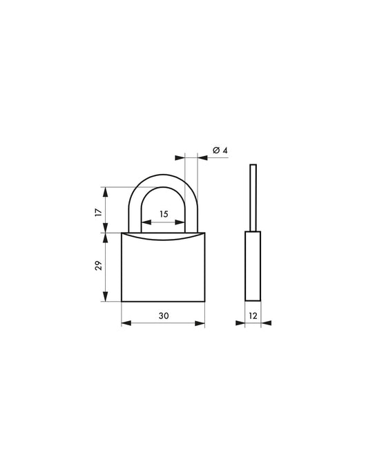 Lucchetto nautico Skipper, acciaio inox, marino, arco in acciaio inox, 30 mm, 2 chiavi - THIRARD