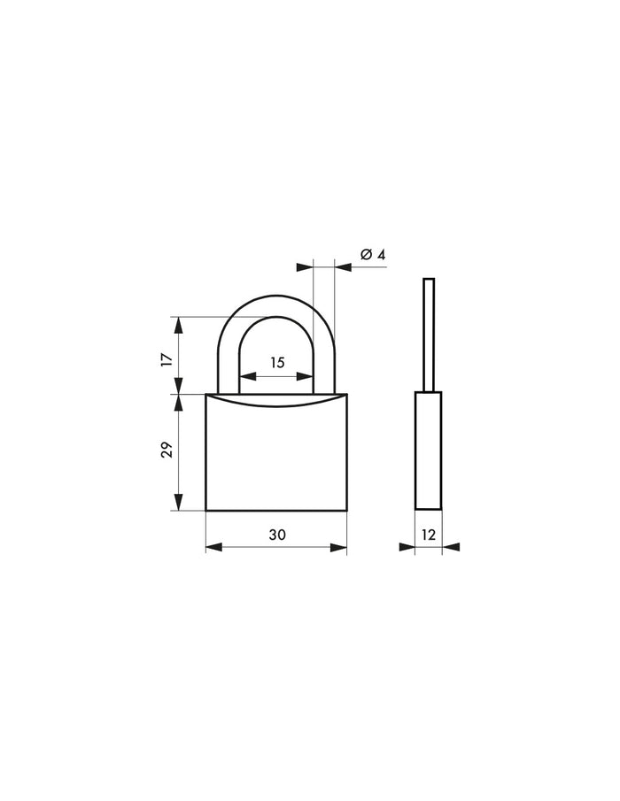 Lucchetto nautico Skipper, acciaio inox, marino, arco in acciaio inox, 30 mm, 2 chiavi - THIRARD