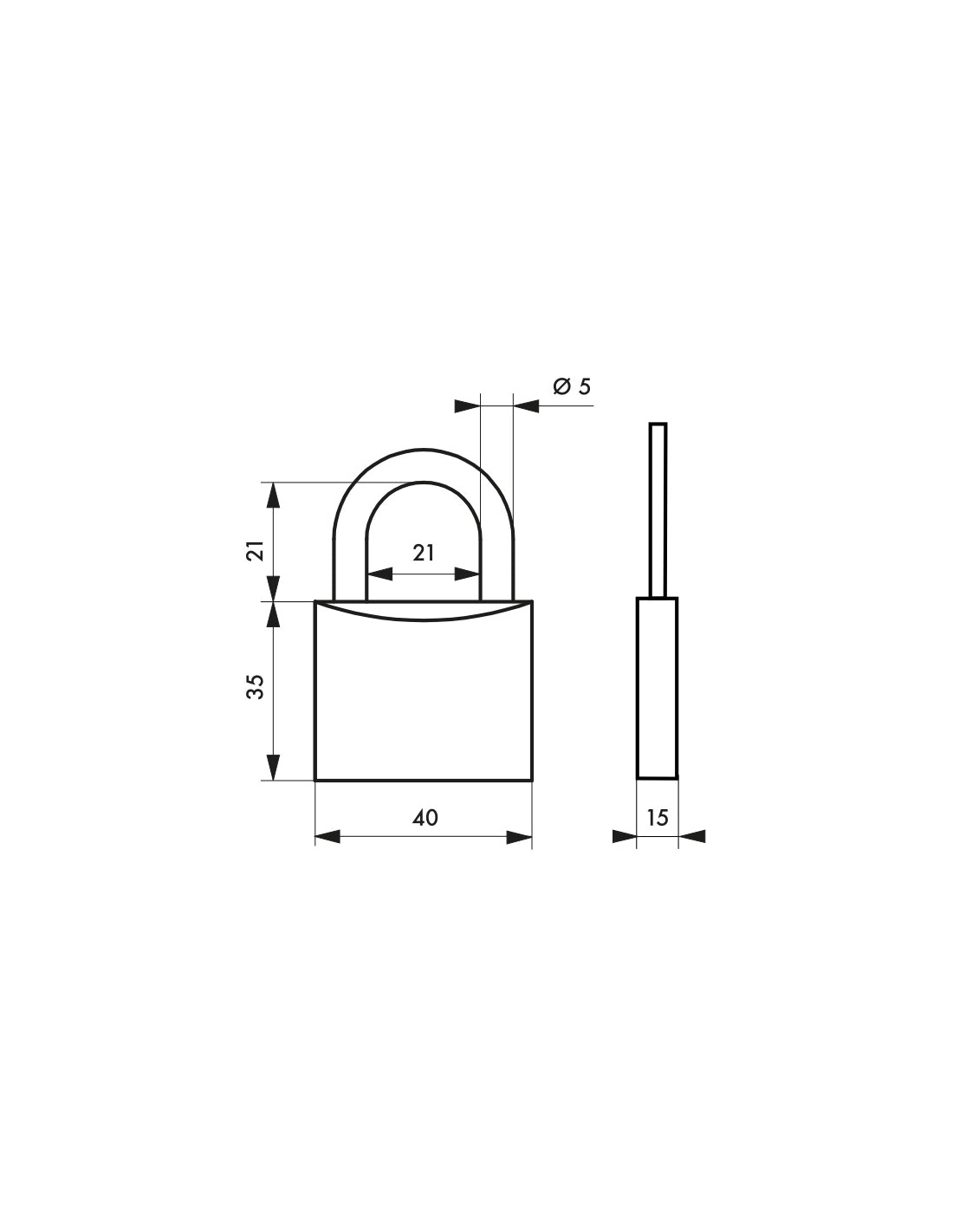 Lucchetto nautico Skipper, acciaio inox, marino, arco in acciaio inox, 40 mm, 2 chiavi - THIRARD