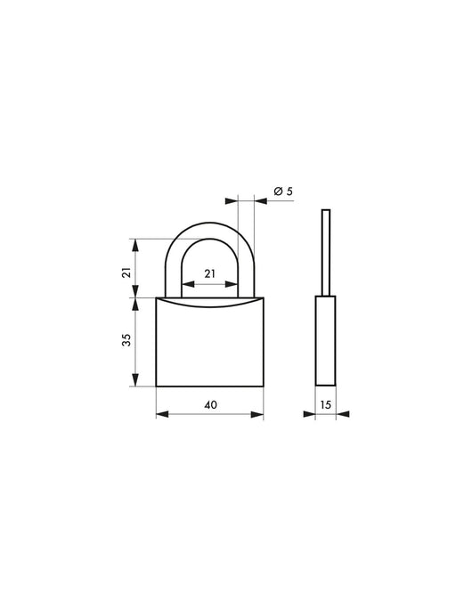 Lucchetto nautico Skipper, acciaio inox, marino, arco in acciaio inox, 40 mm, 2 chiavi - THIRARD
