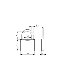 Lucchetto nautico Skipper, acciaio inox, marino, arco in acciaio inox, 50 mm, 2 chiavi - THIRARD