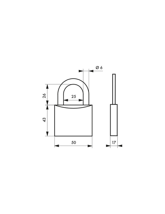 Lucchetto nautico Skipper, acciaio inox, marino, arco in acciaio inox, 50 mm, 2 chiavi - THIRARD