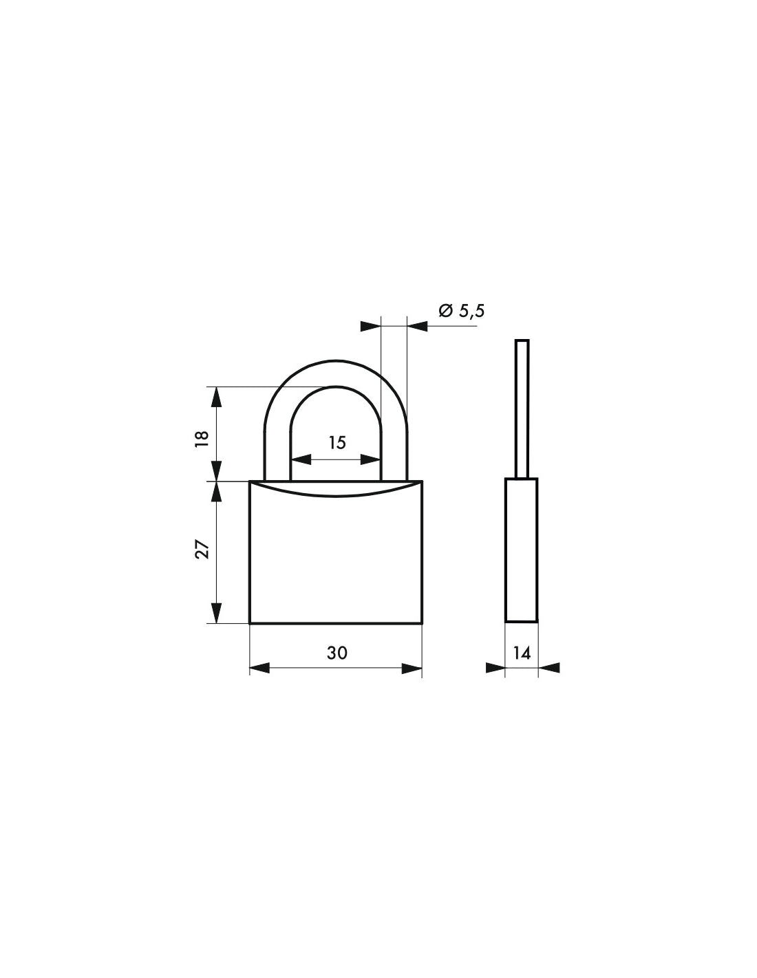 Lucchetto Bulmlecom Extra Lock, acciaio, interno, arco in acciaio, 30mm, 3 chiavi - THIRARD