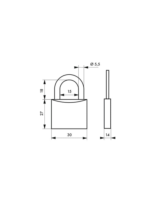 Lucchetto Bulmlecom Extra Lock, acciaio, interno, arco in acciaio, 30mm, 3 chiavi - THIRARD