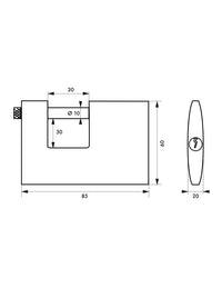 Lucchetto Cargo 85mm, 2 chiavi HG5, ottone pieno, arco acciaio inox, serranda, container, garage, per industria - THIRARD