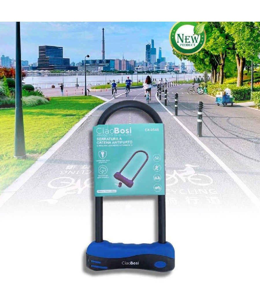 Lucchetto Catena Catenaccio Acciaio Forma U Per Bici Bicicletta Moto Mtb Cx-9548         