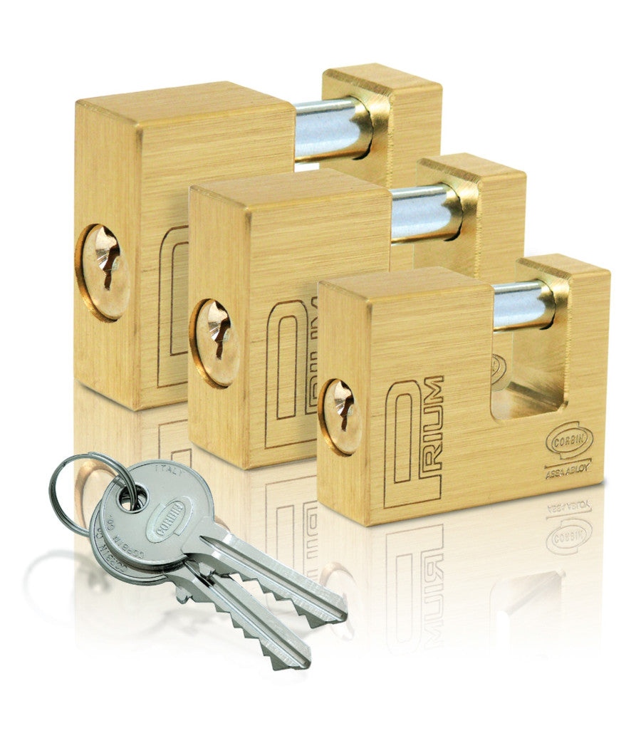 Lucchetto Catenaccio Antiscasso Ottone Corbin Mm 50 / 60 / 70 / 90     -90 Mm   -