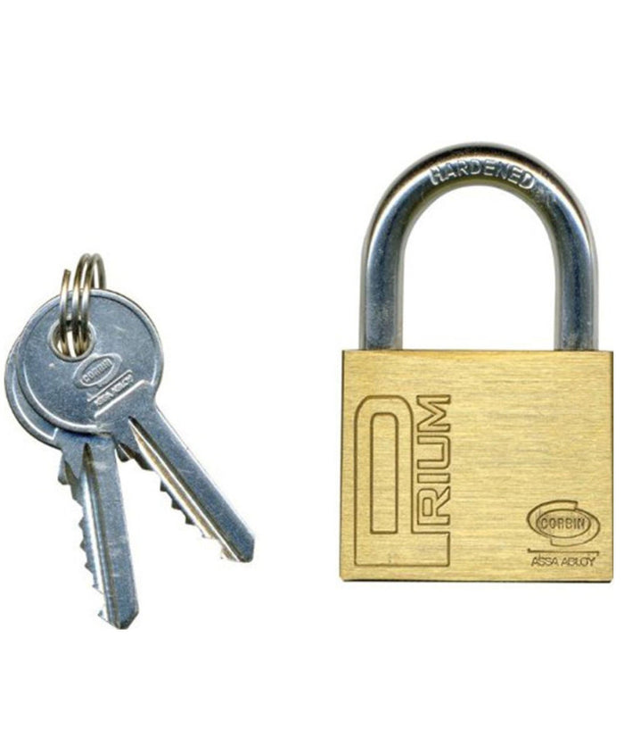 Lucchetto Catenaccio Mm 25 Gancio Arco Lungo Corbin Con 2 Chiavi Corpo Ottone         