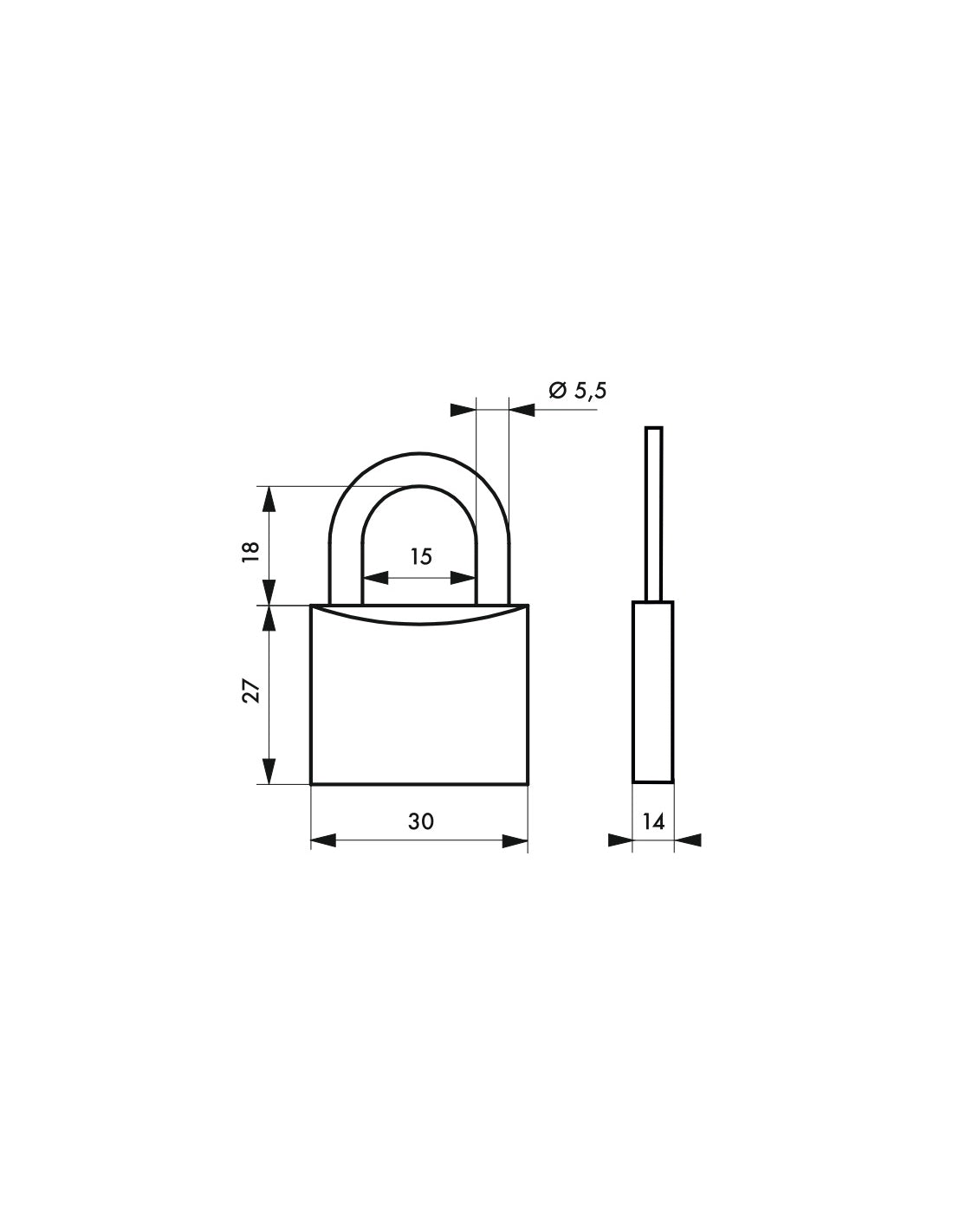 Lucchetto Mucca 8, acciaio, interno, arco in acciaio, 30mm, 3 chiavi - THIRARD