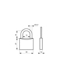 Lucchetto Mucca 8, acciaio, interno, arco in acciaio, 30mm, 3 chiavi - THIRARD