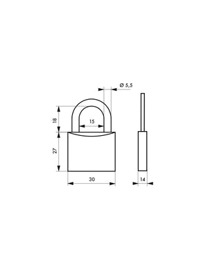 Lucchetto Mucca 8, acciaio, interno, arco in acciaio, 30mm, 3 chiavi - THIRARD