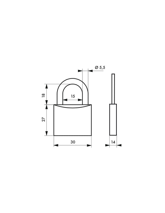 Lucchetto Mucca 8, acciaio, interno, arco in acciaio, 30mm, 3 chiavi - THIRARD