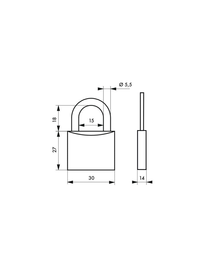 Lucchetto Mucca 8, acciaio, interno, arco in acciaio, 30mm, 3 chiavi - THIRARD