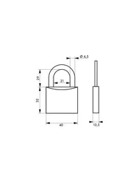 Lucchetto Color, interno, alluminio, 40mm, arco in acciaio nichelato, 2 chiavi - Serrurerie de Picardie