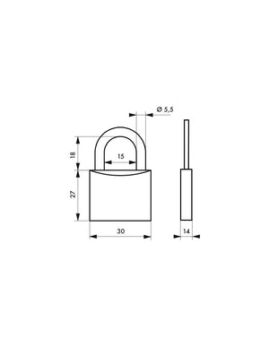 Lucchetto segno zodiacale Cancro, acciaio, interno, arco in acciaio, 30mm, 3 chiavi - THIRARD