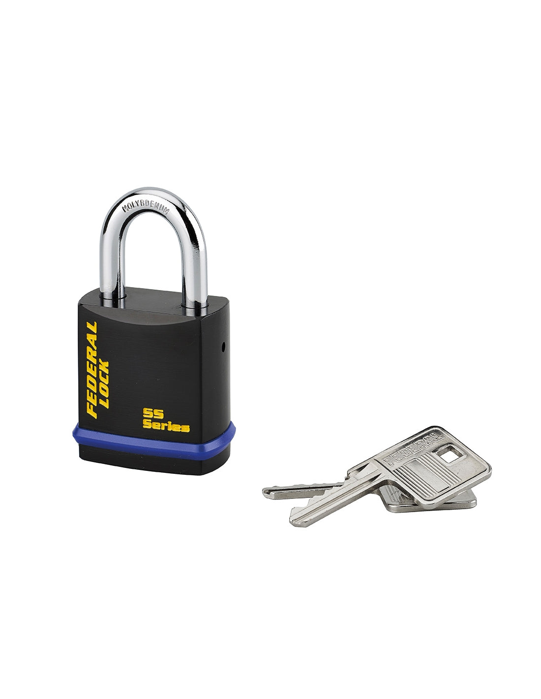 Lucchetto con chiave Federal Lock 710, acciaio, costruzione, arco in molibdeno, 46mm, 2 chiavi, nero - THIRARD