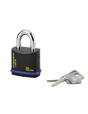 Lucchetto con chiave Federal Lock 720, acciaio, costruzione, arco in molibdeno, 54mm, 2 chiavi, nero - THIRARD