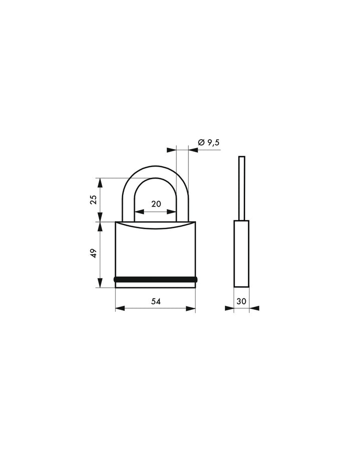 Lucchetto con chiave Federal Lock 720, acciaio, costruzione, arco in molibdeno, 54mm, 2 chiavi, nero - THIRARD