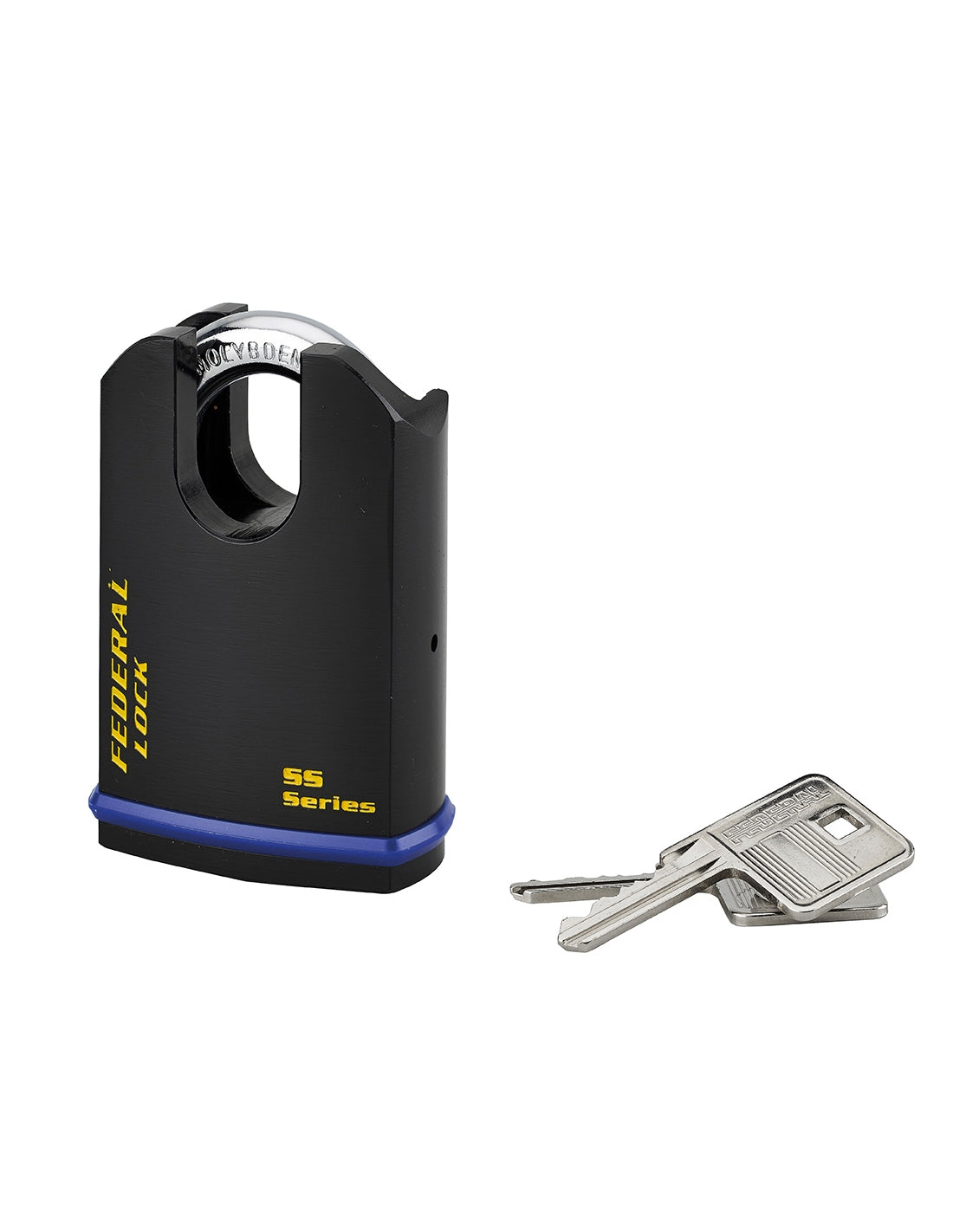 Lucchetto con chiave Federal Lock 720-P, acciaio, costruzione, arco protetto da molibdeno, 54mm, 2 chiavi, nero - THIRARD