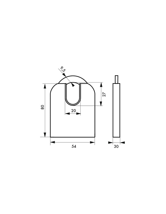 Lucchetto con chiave Federal Lock 720-P, acciaio, costruzione, arco protetto da molibdeno, 54mm, 2 chiavi, nero - THIRARD