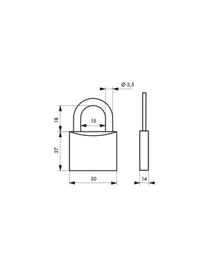 Lucchetto segno zodiacale Gemelli, acciaio, interno, arco in acciaio, 30mm, 3 chiavi - THIRARD