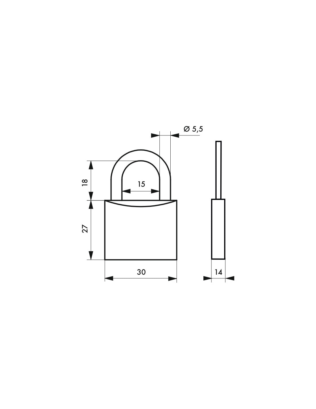 Lucchetto con chiave Line Sport, acciaio, interno, arco in acciaio, 30mm, 3 chiavi - THIRARD