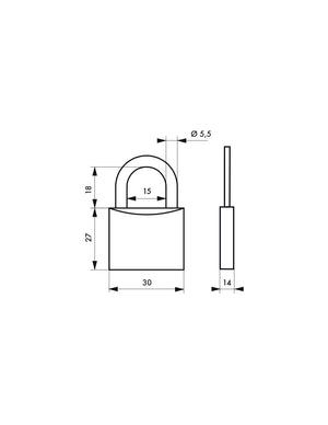 Lucchetto con chiave Line Sport Foot, acciaio, interno, arco in acciaio, 30mm, 3 chiavi - THIRARD