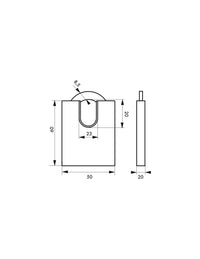 Lucchetto a chiave Quadra, guardia alta in acciaio, 50mm, arco temprato nichelato, 4 chiavi reversibili - Serrurerie de Picardie