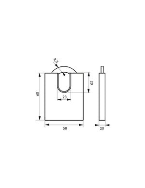 Lucchetto a chiave Quadra, guardia alta in acciaio, 50mm, arco temprato nichelato, 4 chiavi reversibili - Serrurerie de Picardie