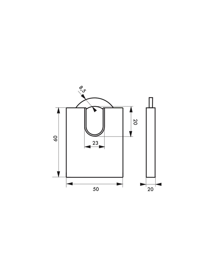 Lucchetto a chiave Quadra, guardia alta in acciaio, 50mm, arco temprato nichelato, 4 chiavi reversibili - Serrurerie de Picardie