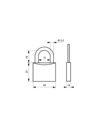 Lucchetto segno zodiacale Scorpione, acciaio, interno, arco in acciaio, 30mm, 3 chiavi - THIRARD