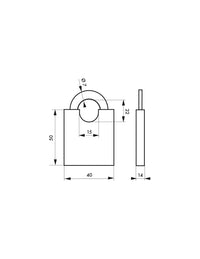 Lucchetto con chiave SP 40P, 40mm, arco in acciaio nichelato, 2 chiavi - Serrurerie de Picardie