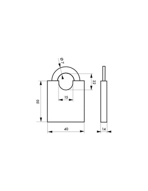 Lucchetto con chiave SP 40P, 40mm, arco in acciaio nichelato, 2 chiavi - Serrurerie de Picardie