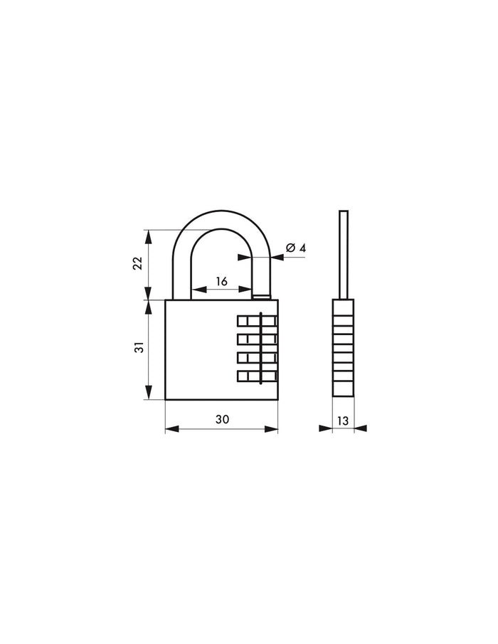Lucchetto con codice Venus, interno, 30mm, arco in acciaio nichelato, 3 cifre - Serrurerie de Picardie