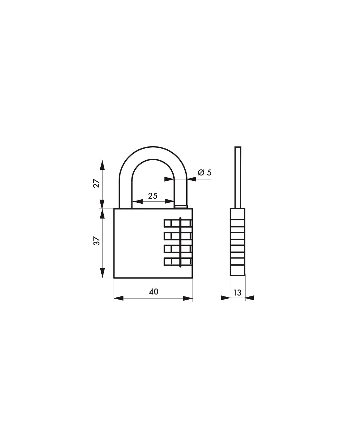 Lucchetto con codice Venus, interno, 40mm, arco in acciaio nichelato, 4 cifre - Serrurerie de Picardie
