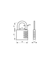 Lucchetto con codice Venus, interno, 40mm, arco in acciaio nichelato, 4 cifre - Serrurerie de Picardie