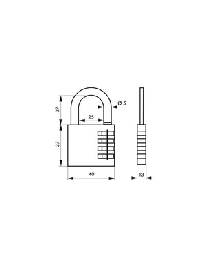 Lucchetto con codice Venus, interno, 40mm, arco in acciaio nichelato, 4 cifre - Serrurerie de Picardie