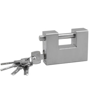 Lucchetto Corazzato In Acciaio Temprato Antiscasso Catenaccio Per Serrande 84mm         