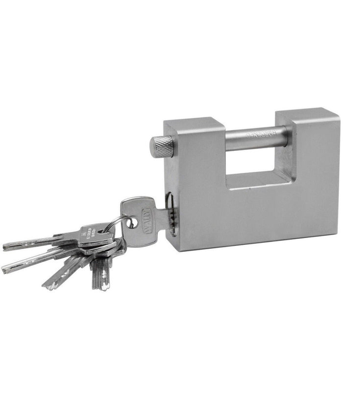 Lucchetto Corazzato In Acciaio Temprato Antiscasso Catenaccio Per Serrande 84mm         