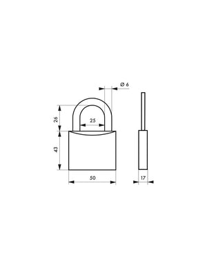 Lucchetto nautico Skipper, acciaio inox, marino, arco in acciaio inox, 50 mm, 2 chiavi - THIRARD