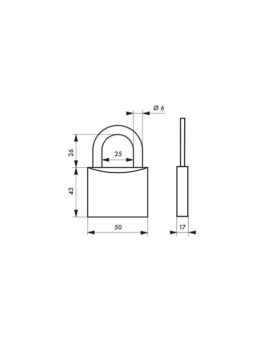 Lucchetto nautico Skipper, acciaio inox, marino, arco in acciaio inox, 50 mm, 2 chiavi - THIRARD