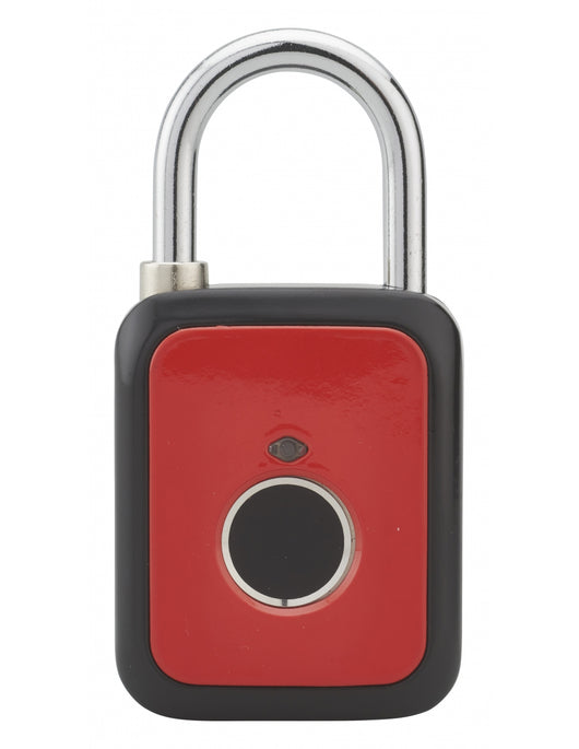 Lucchetto biometrico a impronta digitale, da esterno, arco in acciaio, 45mm, rosso - THIRARD