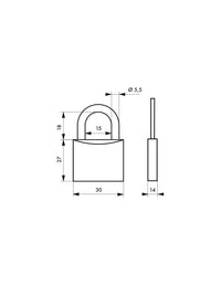 Lucchetto Electricom Extra Lock, acciaio, interno, arco in acciaio, 30mm, 3 chiavi - THIRARD