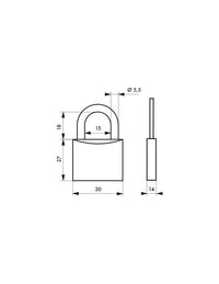 Lucchetto Green Idea Banana, acciaio, interno, arco in acciaio, 30mm, 2 chiavi - THIRARD