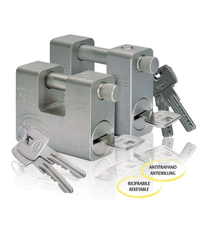 Lucchetto Grizzly In Acciaio Cementato Antitrapano Con Chiave Dom Corbin     -69 Mm   -