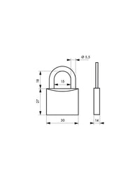 Lucchetto Happy Lock, acciaio, interno, arco in acciaio, 30mm, blu, 3 chiavi - THIRARD