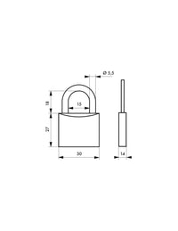 Lucchetto Happy Lock, acciaio, interno, arco in acciaio, 30mm, rosso, 3 chiavi - THIRARD