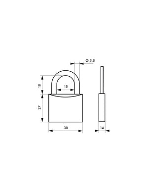 Lucchetto Happy Lock, acciaio, interno, arco in acciaio, 30mm, rosso, 3 chiavi - THIRARD