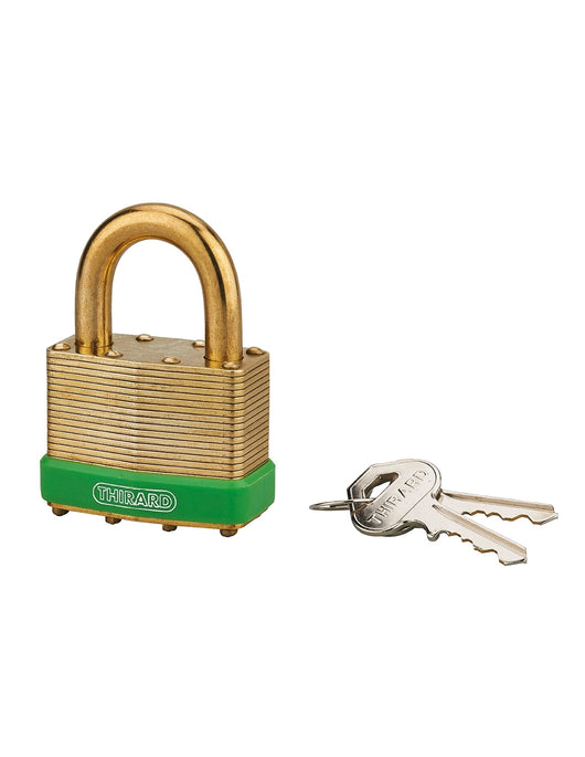 Lucchetto In Ottone Amazone 50mm, corpo a lamelle, ottone, da esterno, 2 Chiavi  - THIRARD
