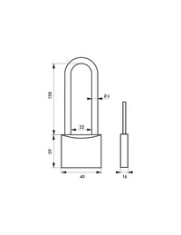 Lucchetto Mach 3, ottone, esterno, arco alta in acciaio, 40 mm, 3 chiavi - THIRARD